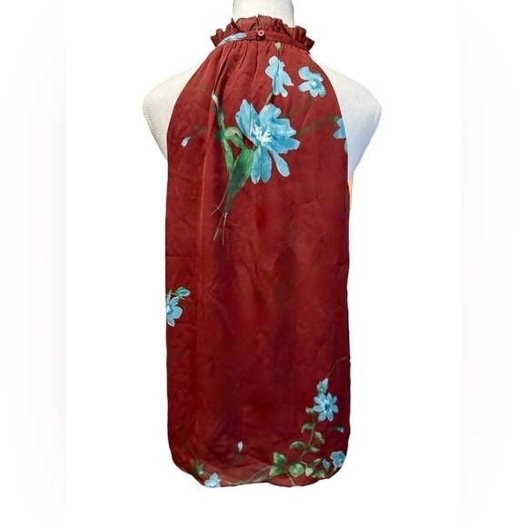 Joie | Maroon Silk Floral High Neck Blouse (S) - Picture 4 of 6